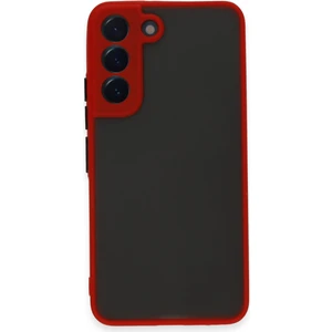 Case World Caseworld Samsung Galaxy S22 Kılıf Kamera Korumalı Silikon Kenarlı Renkli Düğmeli Arkası Mat Arka Kapak - Kırmızı