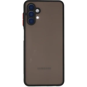 Case World Caseworld Samsung Galaxy A04S Kılıf Kamera Korumalı Silikon Kenarlı Renkli Düğmeli Arkası Mat Arka Kapak - Siyah