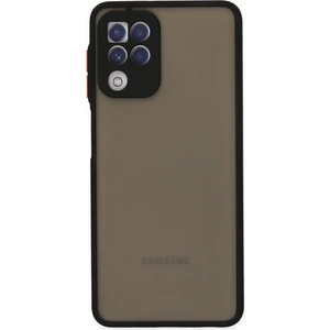 Case World Caseworld Samsung Galaxy M32 Kılıf Kamera Korumalı Silikon Kenarlı Renkli Düğmeli Arkası Mat Arka Kapak - Siyah