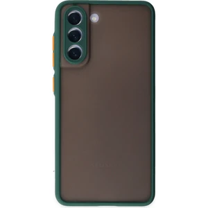 Case World Caseworld Samsung Galaxy S21 Fe Kılıf Kamera Korumalı Silikon Kenarlı Renkli Düğmeli Arkası Mat Arka Kapak - Yeşil