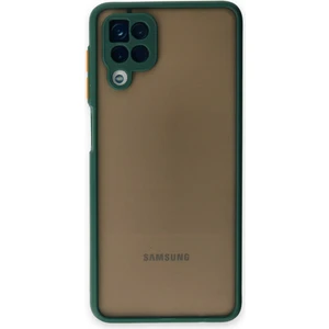 Case World Caseworld Samsung Galaxy M12 Kılıf Kamera Korumalı Silikon Kenarlı Renkli Düğmeli Arkası Mat Arka Kapak - Yeşil
