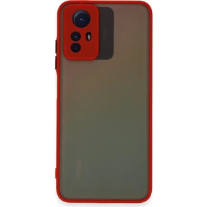 Kzy Xiaomi Redmi Note 12S Kılıf Kamera Korumalı Silikon Kenarlı Renkli Düğmeli Arkası Mat Arka Kapak - Kırmızı