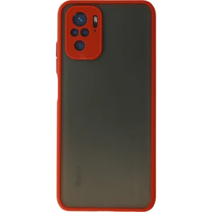 Kzy Xiaomi Redmi Note 10S Kılıf Kamera Korumalı Silikon Kenarlı Renkli Düğmeli Arkası Mat Arka Kapak - Kırmızı