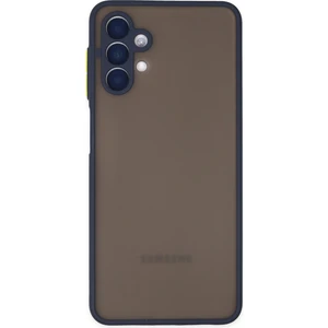 Kzy Samsung Galaxy A04S Kılıf Kamera Korumalı Silikon Kenarlı Renkli Düğmeli Arkası Mat Arka Kapak - Lacivert