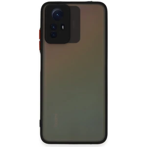 Kzy Xiaomi Redmi Note 12S Kılıf Kamera Korumalı Silikon Kenarlı Renkli Düğmeli Arkası Mat Arka Kapak - Siyah