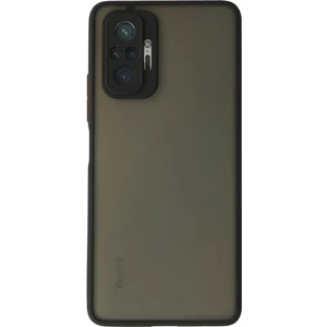 Kzy Xiaomi Redmi Note 10 Pro Kılıf Kamera Korumalı Silikon Kenarlı Renkli Düğmeli Arkası Mat Arka Kapak - Siyah