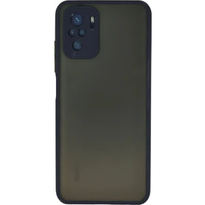 Kzy Xiaomi Redmi Note 10S Kılıf Kamera Korumalı Silikon Kenarlı Renkli Düğmeli Arkası Mat Arka Kapak - Lacivert