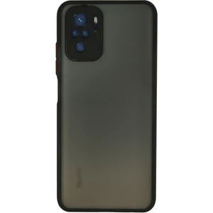 Kzy Xiaomi Redmi Note 10S Kılıf Kamera Korumalı Silikon Kenarlı Renkli Düğmeli Arkası Mat Arka Kapak - Siyah