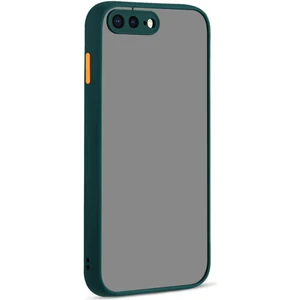 Kzy Apple iPhone 8 Plus Kılıf Kılıf Kamera Korumalı Silikon Kenarlı Renkli Düğmeli Arkası Mat Arka Kapak - Yeşil