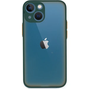 Kzy Apple iPhone 14 Plus Kılıf Kamera Korumalı Silikon Kenarlı Renkli Düğmeli Arkası Mat Arka Kapak - Yeşil