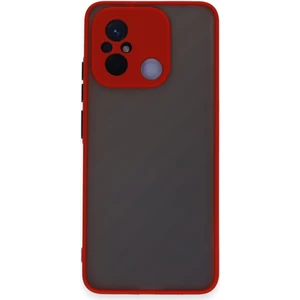Caseart Xiaomi Redmi 12C Kılıf Kamera Korumalı Silikon Kenarlı Renkli Düğmeli Arkası Mat Arka Kapak - Kırmızı