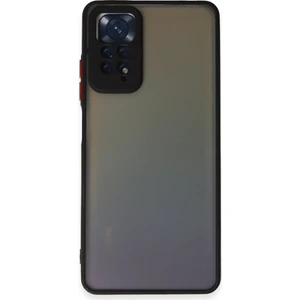 Caseart Xiaomi Redmi Note 11S Kılıf Kamera Korumalı Silikon Kenarlı Renkli Düğmeli Arkası Mat Arka Kapak - Siyah