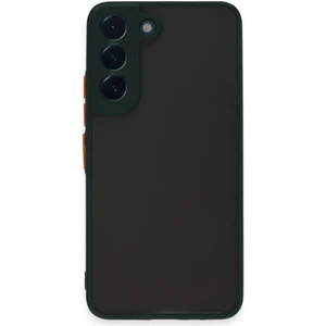 Caseart Samsung Galaxy S22 Kılıf Kamera Korumalı Silikon Kenarlı Renkli Düğmeli Arkası Mat Arka Kapak - Yeşil