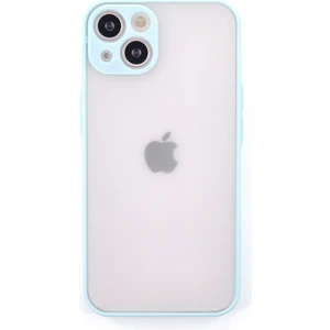 Caseart Apple iPhone 14 Kılıf Kamera Korumalı Silikon Kenarlı Renkli Düğmeli Arkası Mat Arka Kapak - Turkuaz