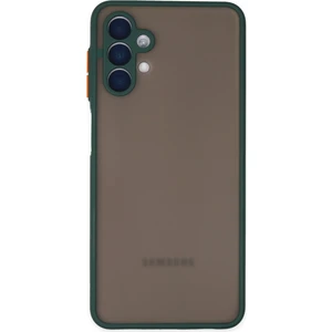 Caseart Samsung Galaxy A04S Kılıf Kamera Korumalı Silikon Kenarlı Renkli Düğmeli Arkası Mat Arka Kapak - Yeşil
