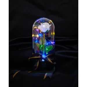 By Shopping Yılbaşı ve Öğretmenler Gününe Özel Dekoratif Işıklı Beyaz Gül, Rgb Işıklı Fanusta Hediyelik