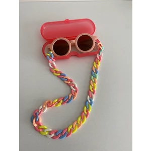 0-8 Yaş Cool Çocuk 3 Lü Set Güneş Gözlüğü Gözlük Kabı ve Gözlük Zinciri