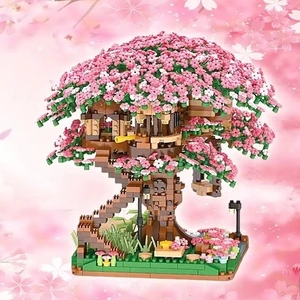 Rajarm Mini Sakura Ağacı Ev Yapı Taşları Kiraz Çiçesi Bitki Şehir Sokak Görünümü Tuğla Oyun 2140 Parça (Yurt Dışından)
