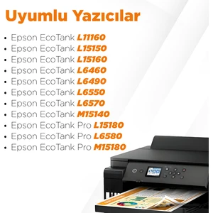 Epson T112 Muadil Mürekkep Siyah / L11160 / L15150 / L15160 / L6460 / L6490 / L6550 / L6570 / M15140 / L15180 / L6580