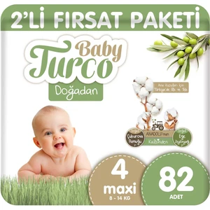 Baby Turco Doğadan 2'li Fırsat Paketi Bebek Bezi 4 Numara Maxi 82 Adet