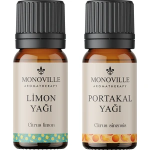 Limon Yağı 10 ml, Portakal Yağı 10 ml 2'li Set %100 Saf Ve Doğal 2 x 10 ml