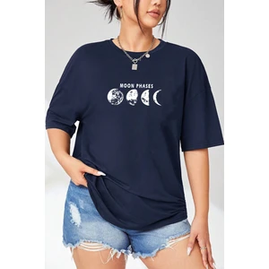 Only Trendwear  Büyük Beden Moonphases Baskılı Süper Oversize Tshirt