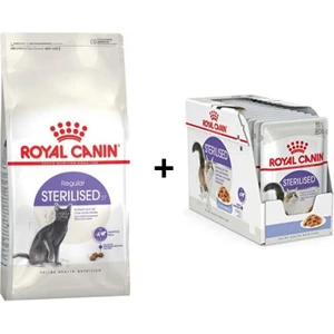 Royal Canin Sterilised Kısır Kedi Maması 10 kg +12 Adet  Royal Canin Sterilised Gravy Yaş Kedi Maması 85 gr
