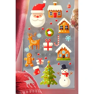 Yılbaşı Süslemesi Ev Cam Vitrin Için Yeni Yıl Çocuk Bebek Odası Sticker Seti