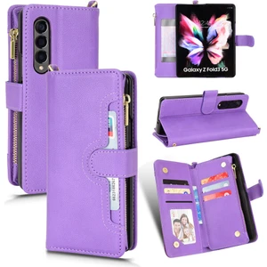 Yihang Boutique Samsung Galaxy Z Fold 3 Cüzdan Uzun Ipli Moda Pu Deri Fermuarlı Kartlıklı Cüzdan Telefon Kılıfı (Yurt Dışından)