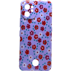 S19 Max Pro Kılıf Lila Mor Beyaz Çiçek Desenli Telefon Kapağı Tam Koruma