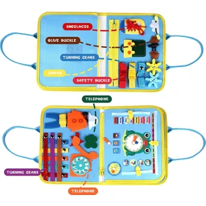 Robo Kids Montessori Keçe Eğitim Çantası Busy Board- Mavi  4 Sayfa