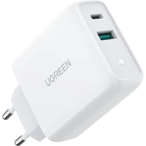 38W Çift Portlu Usb-A ve Type-C Pd Qc Hızlı Şarj Cihazı Beyaz