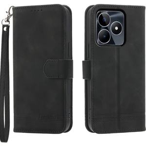 Realme C53 4g Şok Geçirmez Kapak, Çizgiler Basmış Cüzdan Standı Mobil Deri Çantası (Yurt Dışından)