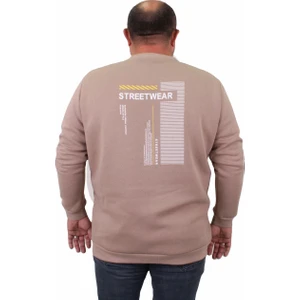 Moc Grande Mocgrande Erkek Büyük Beden Sıfır Yaka Sweat Streetwear 23206 Toprak