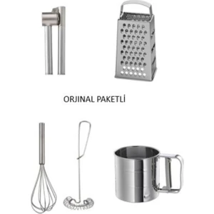 Holly Home 4 Adet 5 Parça Mutfak Seti; Koncıs Sarımsak Ezici+ Idealısk Rende+ Idealısk 2 Li Çırpıcı+ Idealısk Un Eleği
