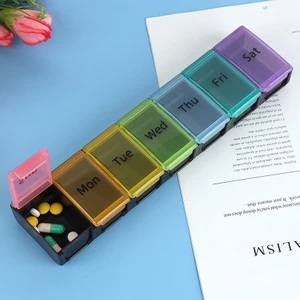 Yeni 7 Bölmeli Gökkuşağı Hap Kutusu, Haftanın Yedi Günü Sınıflandırılmış ve Paketlenmiş, Taşınabilir Plastik Bölmeli Hap Kutusu, Şeffaf 24,8*6*3 (Yurt Dışından)