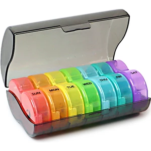 Yuvarlak Hap Kutusu 7 Gün 14 Bölmeli Taşınabilir Hap Kutusu Haftanın Yedi Günü Sabah ve Akşam Hap Kutusu Hap Kutusu Hap Kutusu Tamamen Siyah 13.5*9*5.3cm (Yurt Dışından)