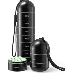 Bir Haftalık Seyahat Için Metal Taşınabilir Hap Kutusu, Kullanışlı Mühürlü Küçük Ilaç Şişesi Saklama Taşınabilir Ilaç Kutusu (Büyük Boy 45MM * 155MM) Yedi Günlük Ilaç Şişesi-Mavi (Yurt Dışından)