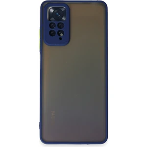 Caseart Xiaomi Redmi Note 11S Kılıf Kamera Korumalı Silikon Kenarlı Renkli Düğmeli Arkası Mat Arka Kapak - Lacivert