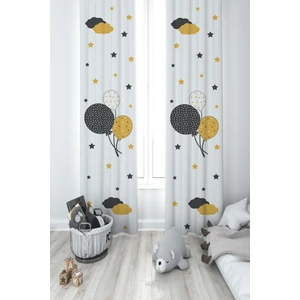 Mekta Home Bebek ve Çocuk Odası Balonlu Yıldız Desenli 2 Kanat Fon Perde