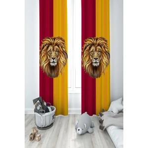 Mekta Home Bebek ve Çocuk Odası Aslan Desenli 2 Kanat Fon Perde
