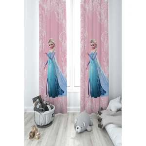 Mekta Home Bebek ve Çocuk Odası Motifli Elsa Desenli Pembe 2 Kanat Fon Perde