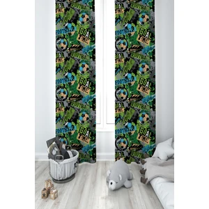 Mekta Home Bebek ve Çocuk Odası Futbol Desenli 2 Kanat Fon Perde