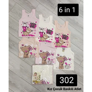 Turkuaz Kids Pamuk  6'lı Paket  Kız Çocuk Baskılı Atlet