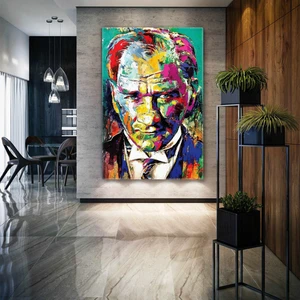 SML Tablo Karizmatik Mustafa Kemal Atatürk Portresi Dikey Kanvas Tablo