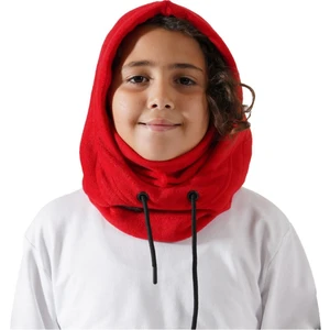 Cosy Club Erkek Çocuk Kırmızı Polar Termal Balaklava Şapka Atkı Bere Boyunluk Sıcak Tutan Kar Maskesi