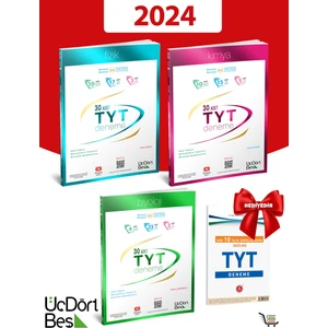 ÜçDörtBeş Yayınları 2024 TYT Fizik – Kimya – Biyoloji Deneme Seti Toplam 3 Kaynak 90 Deneme