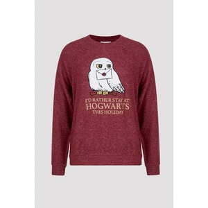 Hogwarts Soft Sweatshirt Bordo Pijama Üstü - Harry Potter Koleksiyonu
