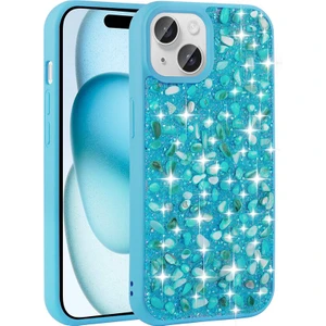 Apple iPhone 15 Kılıf Renkli Taşlı Parlak Linea Kapak