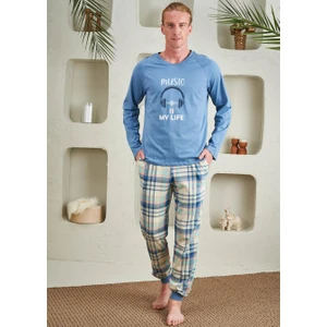 Relax Mode Erkek V Yaka Penye Pijama Takım - 10749